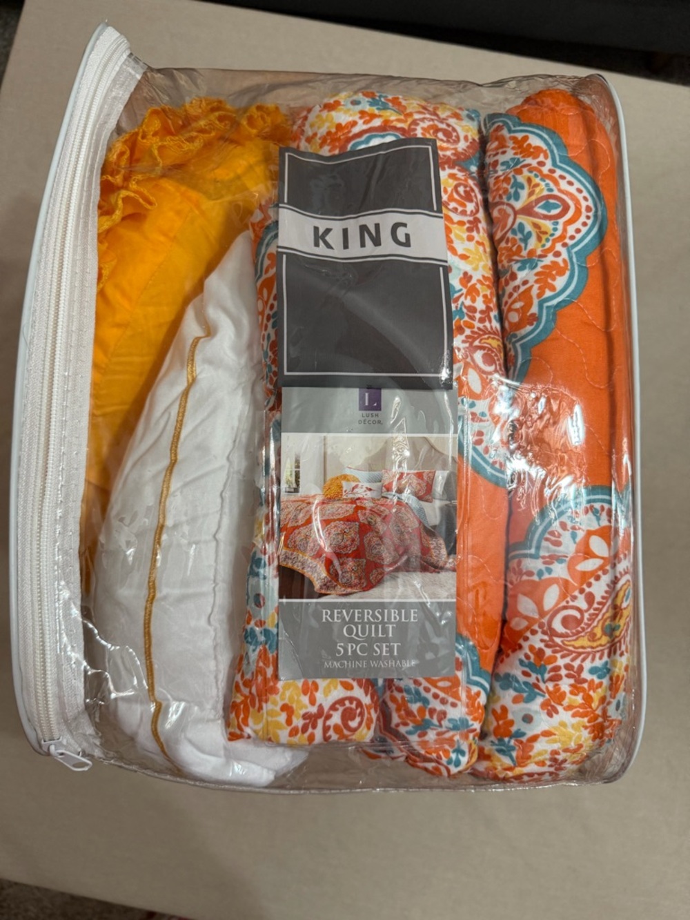 Lush Decor  5 piece king-size Harley quilt set, tangerine - Picture 4 of 6